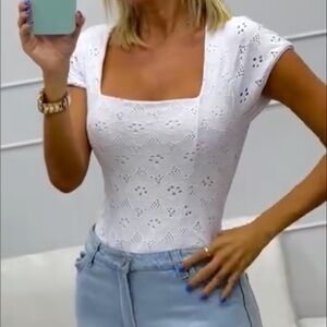 Revamped White Eyelet Blouse